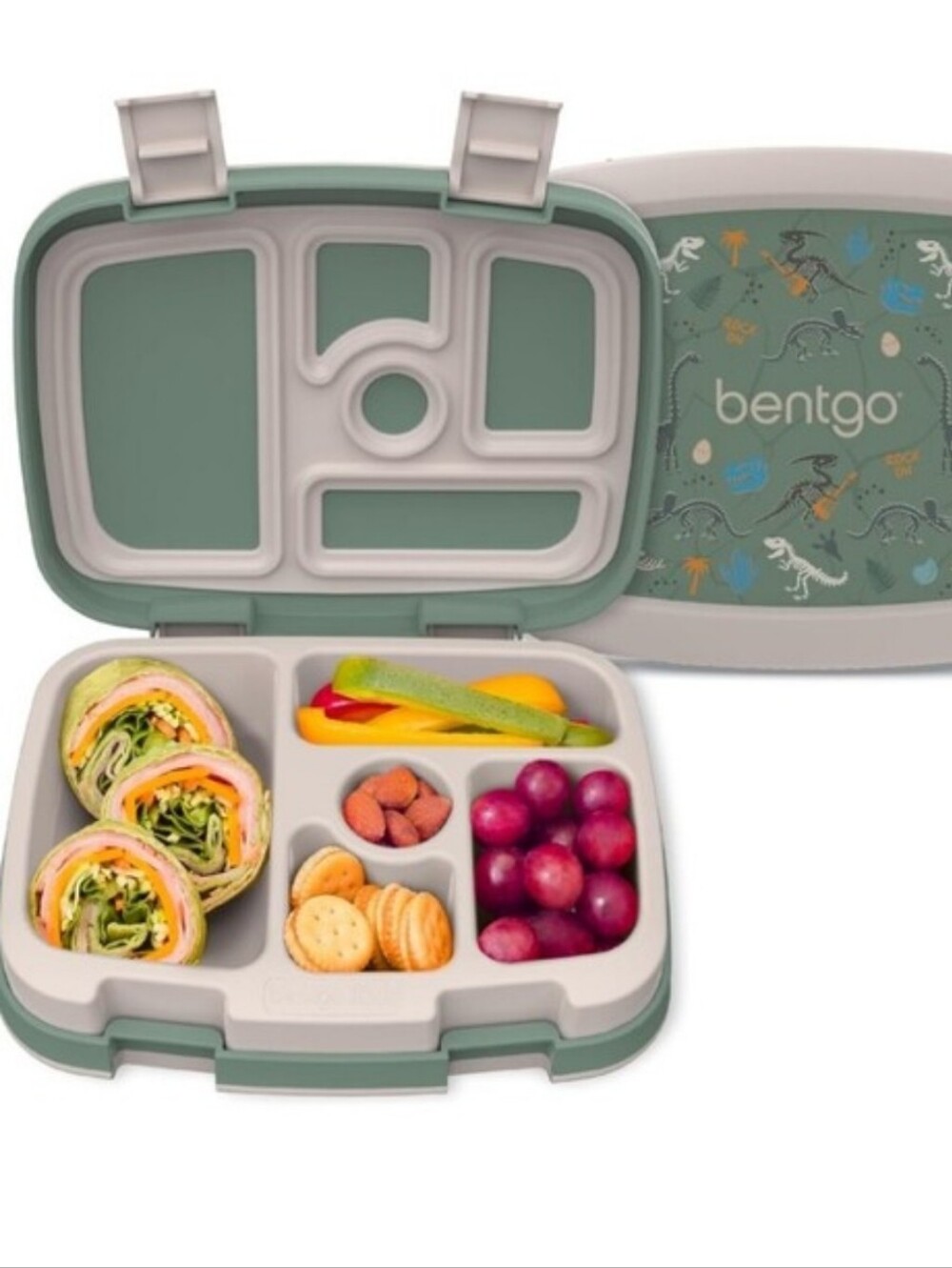 Bentgo Kids Prints Leak-Proof Lunchbox, 5-Compartment Bento Style (Dino Fossils)